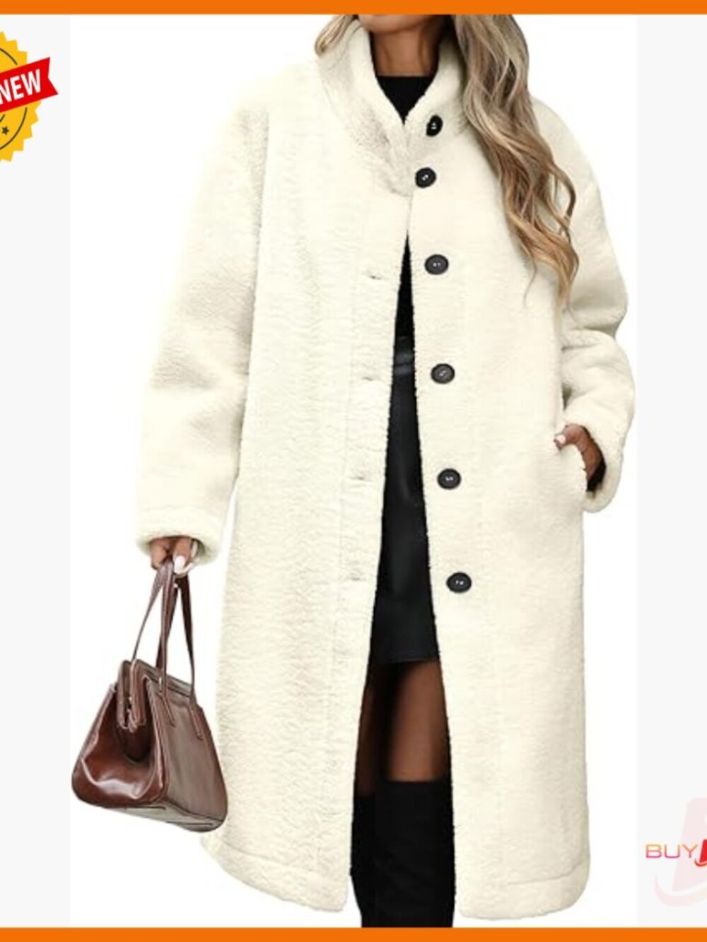 Women's Long Fleece Coat Open Front Faux Fur Jacket Warm Winter Overcoat